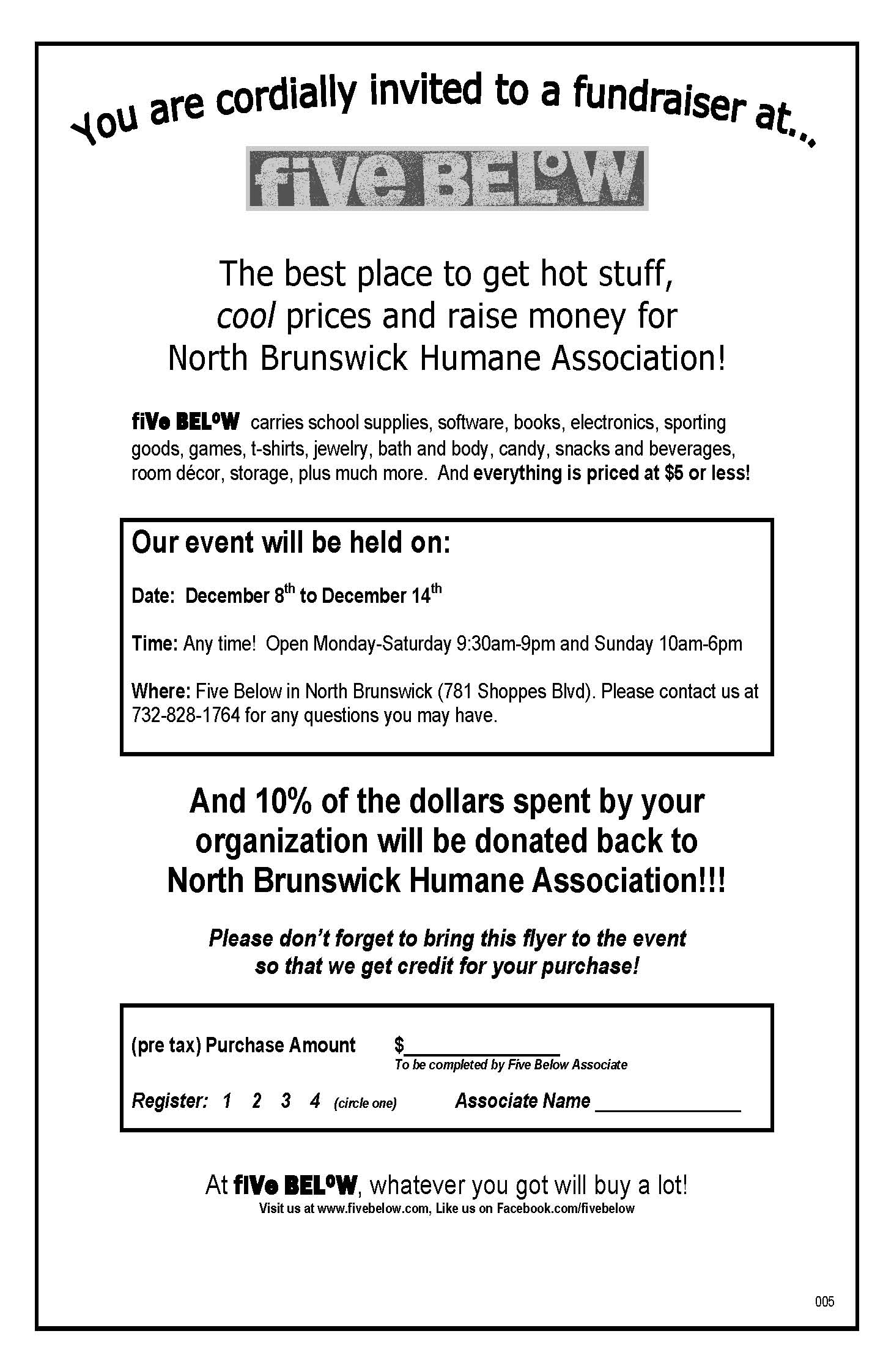 Five Below North_Brunswick_Humane_Association_Flyer