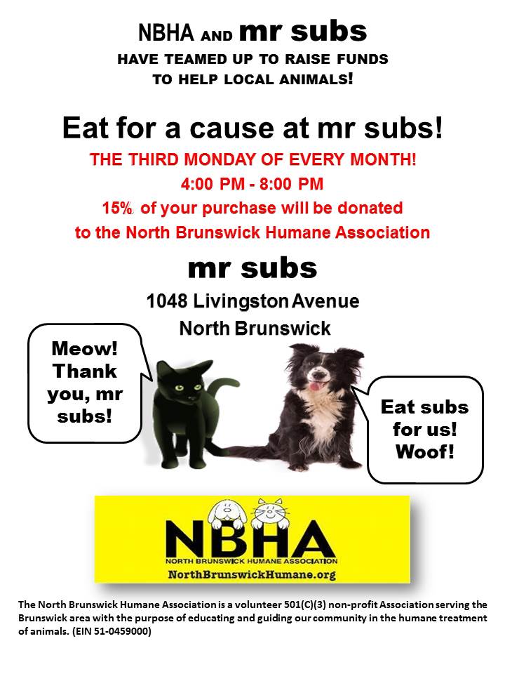 Mr Subs North Brunswick Humane Association Mr Subs North Brunswick Humane Association